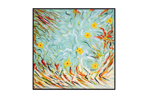 Picture of 389-005 Hand Oil Painting Canvas Wall Art with Black Frame (100x100CM) - Abstract Color