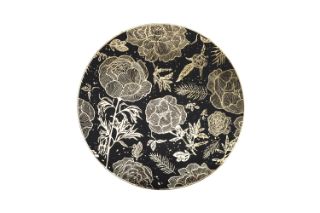 Picture of 371-012 Golden Peony Placemat with Black Base 38CM