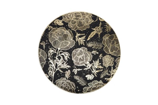 Picture of 371-012 Golden Peony Placemat with Black Base 38CM