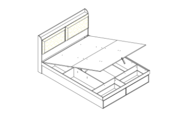 Picture of YORU Queen Size Bed Frame with Gas Lift Storage and Drawers