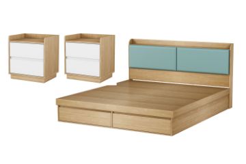 Picture of YORU 3PC Bedroom Set with Gas Lift Storage and Drawers in Queen Size