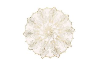Picture of 371-021 Golden  Feathers Placemat in White (38CM)