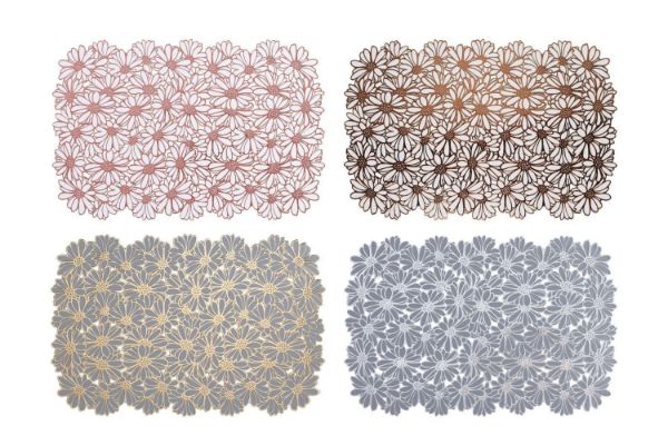 Picture of 371-026/027/028/029 Chrysanthemum Placemat in Pink/Brown/Blue & Gold/Blue & Silver