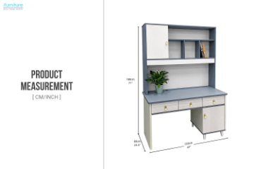 Picture of ZEAL 120 2-Door 3-Drawer Study Desk with shelf