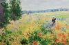 Picture of 367-010 Hand-Finished Canvas Decorative Wall Art (80×80cm) - Poppy Fields Near Argenteuil (1875) by Claude Monet 