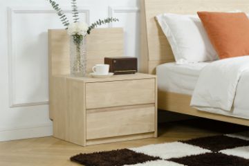 Picture of YUKI 2-Drawer Bedside Table with Headboard