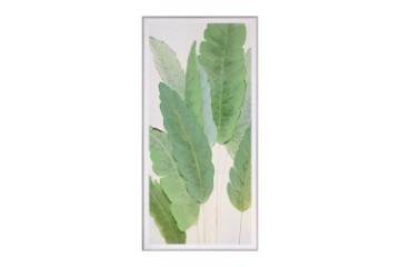 Picture of 368-002 Semi Hand Oil Painting Canvas Wall Art with Aluminum Alloy Frame (80×160cm) - Green Leaves