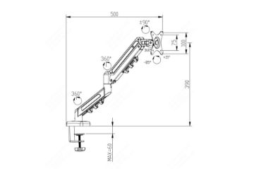 Picture of MOSS Gas Spring Single Monitor Arm (Black)