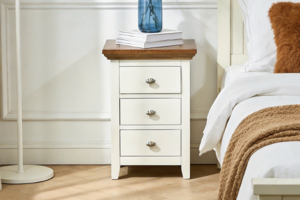 Picture of NOTTINGHAM 3-Drawer Solid Oak Bedside Table (White)