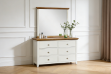Picture of NOTTINGHAM 6-Drawer Solid Oak Dresser with Mirror (White)