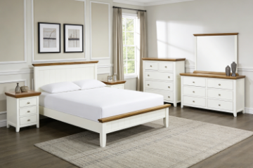 Picture of NOTTINGHAM 4PC/5PC/6PC Solid Oak Bed Frame in Queen/King/Super King Size (White)