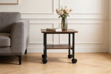 Picture of AIDEN 2-in-1 Printer Stand/Mobile Side Table with Swivel Wheels (Walnut) 