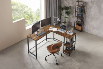 Picture of BUREAU L-Shape Computer Desk with Shelves