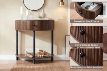 Picture of HOMY Console Table with Drawer & Shelf (Brown)