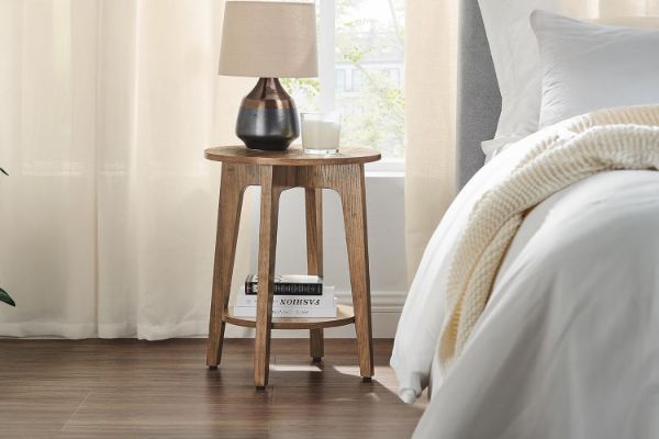 Picture of LEDREM Side Table with Shelf (Warm Oak)