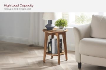 Picture of LEDREM Side Table with Shelf (Warm Oak)