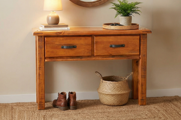 Picture of RIVERWOOD 120 2-Drawer Rustic Pine Hall Table