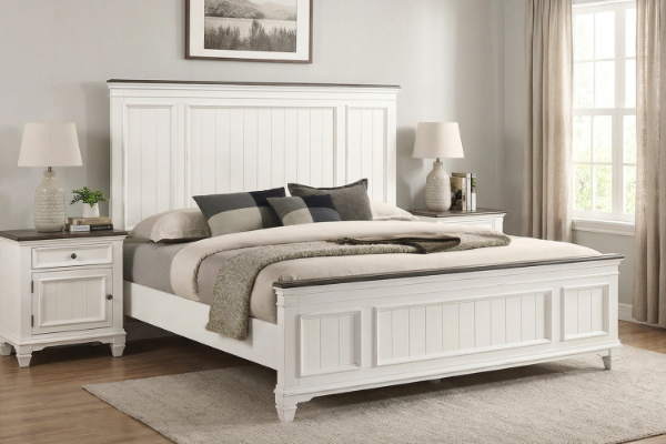 Picture of CHARLES Bed Frame in Queen/Super King Size (White & Grey)
