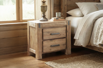 Picture of SPRINGBROOK 2-Drawer Solid Acacia Wood Bedside Table