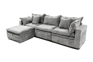 Picture of MORVIA Feather-Filled Modular Sectional Sofa with Removable and Washable Covers (Light Grey)