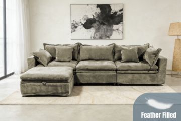 Picture of MORVIA Feather-Filled Modular Sectional Sofa (Olive Green)