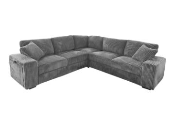 Picture of MARLIN Corduroy Fabric Sectional Sofa with Hidden Storage & Cup Holder