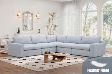 Picture of SPLENDOR Feather Filled Fabric Modular Corner Sofa (Grey)