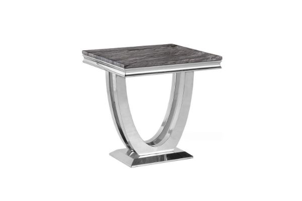 Picture of  [FLOOR MODEL CLEARANCE] NUCCIO Marble Top Stainless Steel Side Table (Dark Grey)