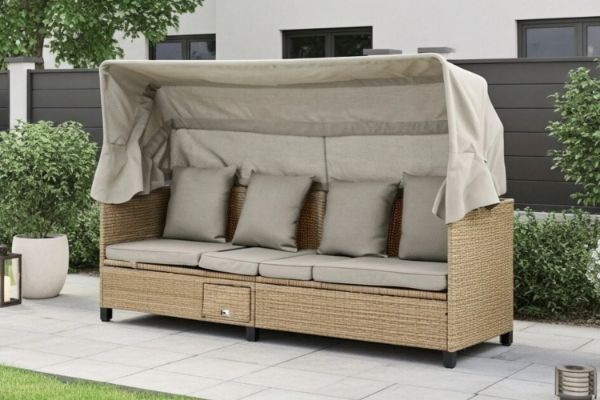 Picture of [FLOOR MODEL CLEARANCE] COSTA Adjustable Outdoor Lounge Day Bed with Canopy