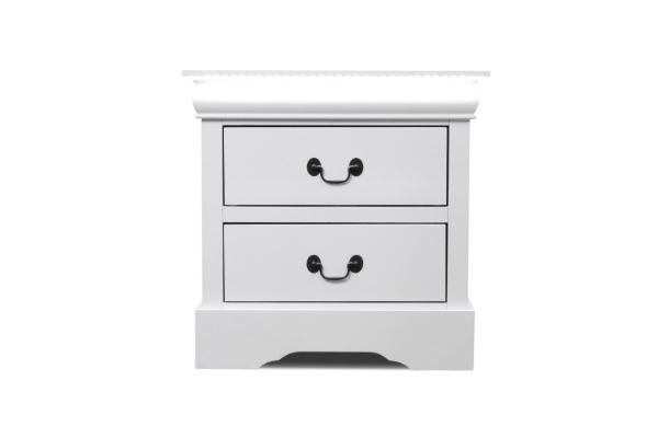 Picture of [FLOOR MODEL CLEARANCE] LOUIS 2-Drawer Hevea Wood Bedside Table with LED Lighting (White)
