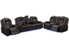 Picture of MONROSE 3 Seat with Drop-Down Console USB Port, Power Socket & Wireless Charging (3RRC) Air Leather Dual Motor Reclining Sofa (Brown)