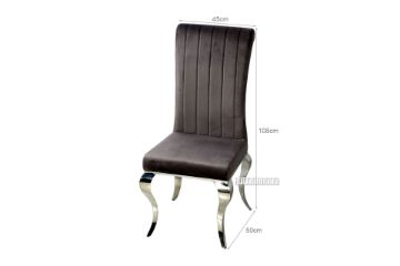 Picture of  [FLOOR MODEL CLEARANCE] AITKEN Stainless Frame Velvet Dining Chair (Dark Grey)