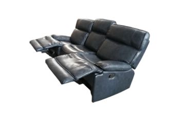 Picture of  [FLOOR MODEL CLEARANCE] SOMIA 3 Seat Top-Grain Leather Manual Reclining Sofa Range (Dark Blue)
