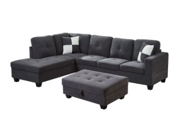 Picture of  [FLOOR MODEL CLEARANCE]  NEBULA Premium Sectional Sofa with Storage Ottoman - Chaise Facing Left (Dark Grey)