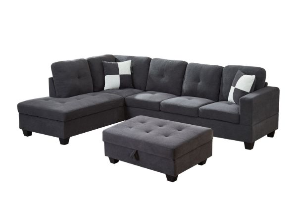 Picture of  [FLOOR MODEL CLEARANCE]  NEBULA Premium Sectional Sofa with Storage Ottoman - Chaise Facing Left (Dark Grey)