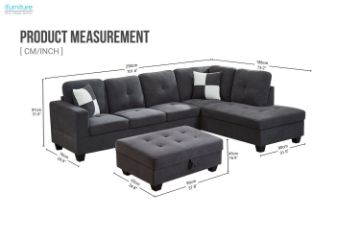 Picture of  [FLOOR MODEL CLEARANCE]  NEBULA Premium Sectional Sofa with Storage Ottoman - Chaise Facing Left (Dark Grey)