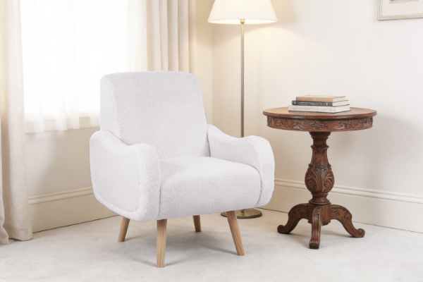 Picture of [FLOOR MODEL CLEARANCE] CLOUDTOP Teddy Fabric Lounge Chair (White) 