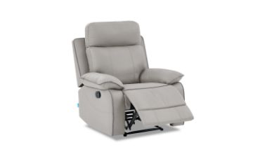 Picture of  [FLOOR MODEL CLEARANCE]  SORIANO Air Leather Manual Reclining 1 Seater Sofa (Pebble Grey) 