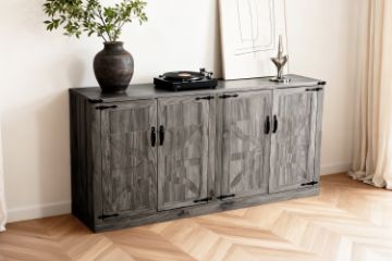 Picture of  [FLOOR MODEL CLEARANCE]  DORN 4-Door Storage Cabinet with Shelves (Grey) - copy
