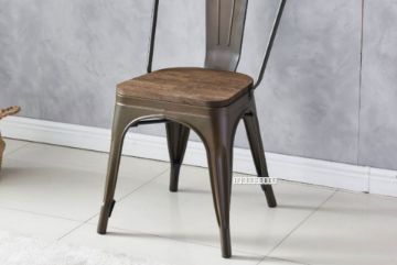 Picture of [FLOOR MODEL CLEARANCE] TOLIX Replica Dining Chair With Solid Rustic Pine Wood (Bronze)