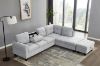 Picture of [FLOOR MODEL CLEARANCE]DEVON Fabric Sectional Sofa with Storage Ottoman (Grey) - Chaise Facing Right