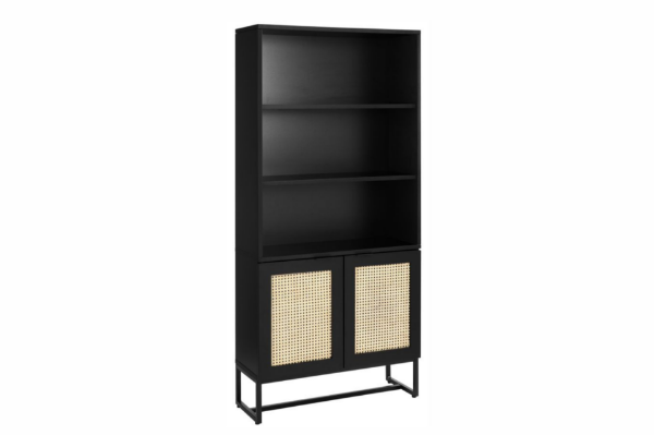 Picture of  [FLOOR MODEL CLEARANCE] SAILOR 168x80cm Bookshelf with Rattan Design (Black) 