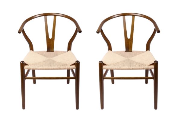 Picture of WISHBONE Solid Beech Wood Y Replica Chair (Walnut) - 2 Chairs in 1 Carton