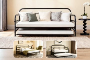 Picture of LIRA Metal Daybed Frame with Pull-Out Trundle