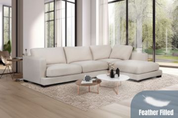 Picture of LONDON Feather-Filled Sectional Fabric Chaise Facing Right Sofa