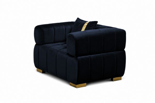 Picture of VEGAS Chesterfield Velvet  Sofa (Black)  - 1 Seater