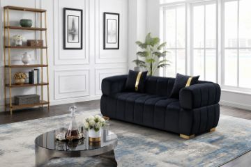 Picture of  VEGAS Chesterfield Velvet Sofa (Black) - 2 Seater