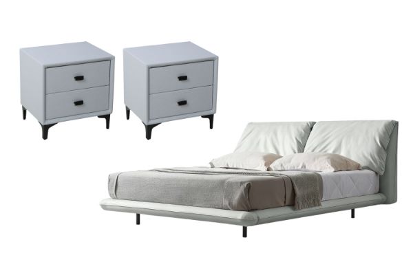 Picture of HOVER 3PC Bedroom Combo Set in Queen/Super King Size (Silver Grey)