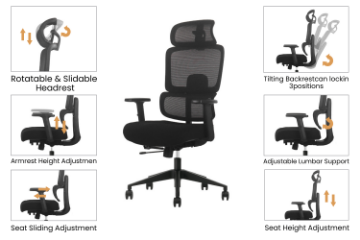 Picture of FLEXO Height Adjustable Mesh Office Chair (Dark)