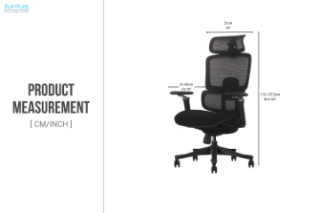 Picture of FLEXO Pro Height Adjustable Mesh Office Chair with Adjustable Headrest & Backrest, 5D Armrests and Seat Slider (Dark)